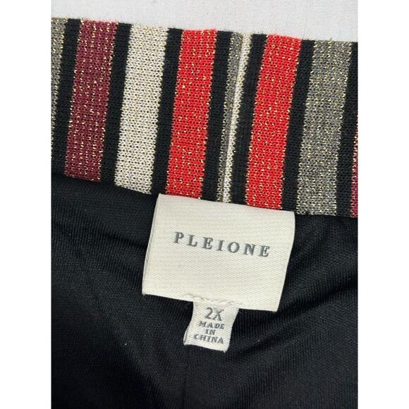 Anthropologie Pleione Wide Leg Stripe Cropped Pant Sparkle Elastic Waist 2X - Picture 7 of 11